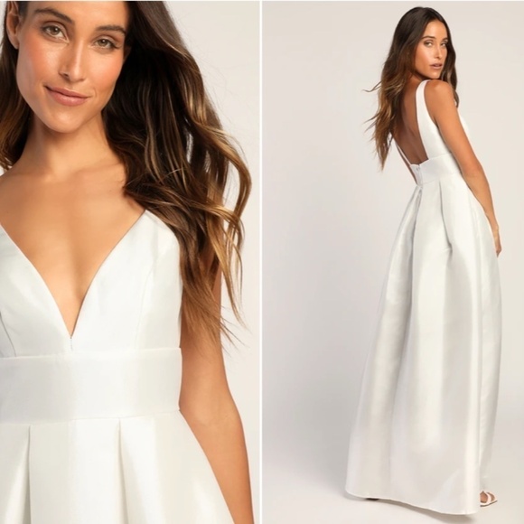 LULU's Bridal Wedding Chic Modern Sexy Minimalist Ballgown NWOT - Picture 3 of 4